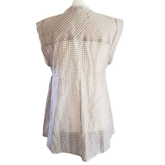 Current Air Brown Gingham Folded Sleeve Hem Button Down Top  XSMALL NWT - Picture 3 of 14